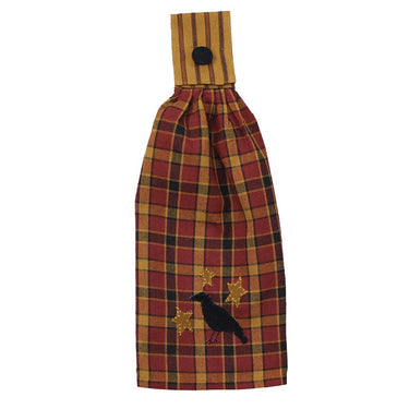 Homestead - Red Tab Towel with Crow and Stars TT330017 - The Fox Decor